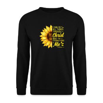 Inspirierende Christliche Sonnenblumen Jesus - Unisex Pullover - Schwarz - Vorne - Alina (178cm) & Michal (187cm)