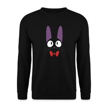 Süße schwarze Jiji Katze mit roter Fliege - Unisex Pullover - Schwarz - Vorne - Alina (178cm) & Michal (187cm)