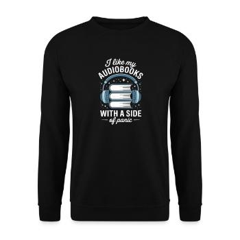 Fans de livres audio, cadeau des amateurs de livres audio. - Sweat-shirt Unisexe - noir - Devant - Alina (178cm) & Michal (187cm)
