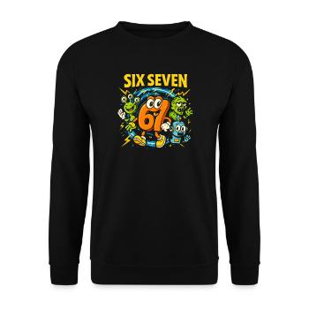 Six Seven 67 Italian Brainrot Nerd Humor Funny - Unisex Sweatshirt - black - Front - Alina (178cm) & Michal (187cm)