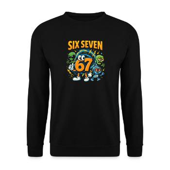 Six Seven 67 Italian Brainrot Nerd Humour Drôle - Sweat-shirt Unisexe - noir - Devant - Alina (178cm) & Michal (187cm)
