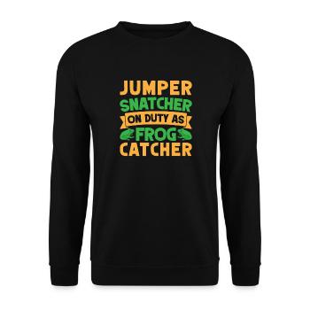 Frog Catcher Jumper Snatcher Frog - Unisex Pullover - Schwarz - Vorne - Alina (178cm) & Michal (187cm)