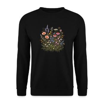 Wildblumen Blumen Blumen Botanischer Naturgarten - Unisex Pullover - Schwarz - Vorne - Alina (178cm) & Michal (187cm)