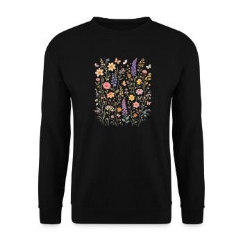 Wildblumen Blumen Blumen Botanischer Naturgarten - Unisex Pullover - Schwarz - Vorne - Alina (178cm) & Michal (187cm)