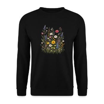 Wildblumen Blumen Blumen Botanischer Naturgarten - Unisex Pullover - Schwarz - Vorne - Alina (178cm) & Michal (187cm)