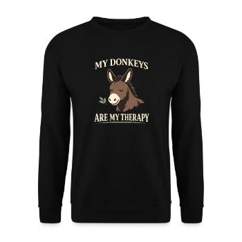 Donkey Lover Donkey Funny Donkey Farm Animal - Unisex Sweatshirt - black - Front - Alina (178cm) & Michal (187cm)