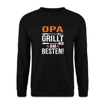 OPA Grillt Am Besten - Unisex Pullover - Schwarz - Vorne - Alina (178cm) & Michal (187cm)