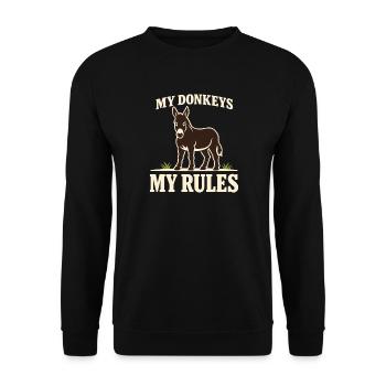 Donkey Lover Donkey Funny Donkey Farm Animal - Unisex Sweatshirt - black - Front - Alina (178cm) & Michal (187cm)