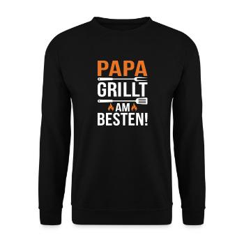 Papa Grillt Am Besten - Unisex Pullover - Schwarz - Vorne - Alina (178cm) & Michal (187cm)