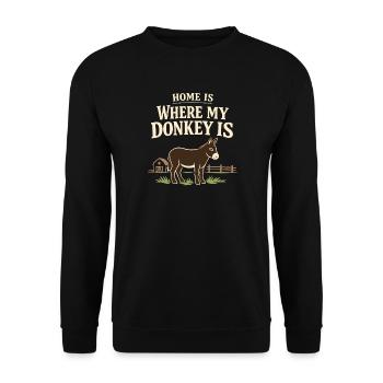Donkey Lover Donkey Funny Donkey Farm Animal - Unisex Sweatshirt - black - Front - Alina (178cm) & Michal (187cm)