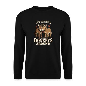 Donkey Lover Donkey Funny Donkey Farm Animal - Unisex Sweatshirt - black - Front - Alina (178cm) & Michal (187cm)