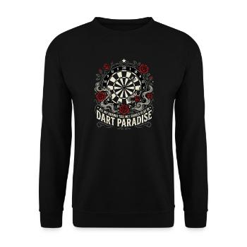 Darts Paradise, Gift Idea Shirt, Hoodie, Mug - Unisex Sweatshirt - black - Front - Alina (178cm) & Michal (187cm)