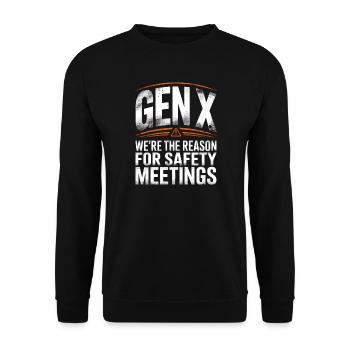 Gen X Security Meetings Saying - Unisex Sweatshirt - black - Front - Alina (178cm) & Michal (187cm)