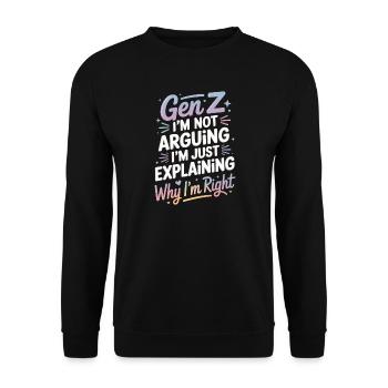 Gen Z Recht: Erklären mit Humor - Unisex Pullover - Schwarz - Vorne - Alina (178cm) & Michal (187cm)