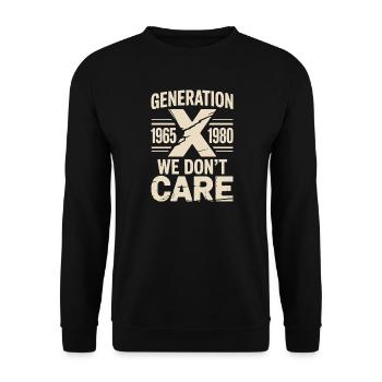 Generation X We Don’t Care Retro - Unisex Pullover - Schwarz - Vorne - Alina (178cm) & Michal (187cm)
