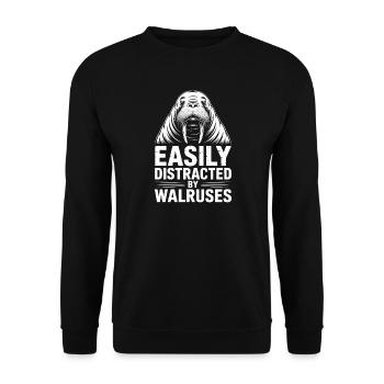 Walrus Sayings Walrus Funny Walrus Gift - Unisex Sweatshirt - black - Front - Alina (178cm) & Michal (187cm)