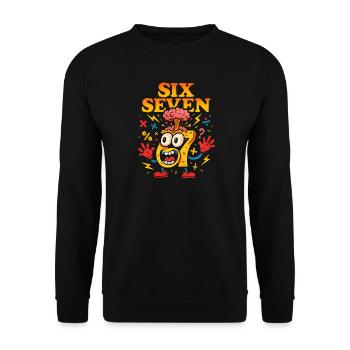 Six Seven 67 Italian Brainrot Nerd Humor Funny - Unisex Sweatshirt - black - Front - Alina (178cm) & Michal (187cm)