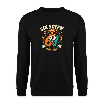 Six Seven 67 Italian Brainrot Nerd Humor Funny - Unisex Sweatshirt - black - Front - Alina (178cm) & Michal (187cm)