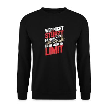  Wer Nicht Stürzt Fährt Fährt Nicht Am Limit - Unisex Pullover - Schwarz - Vorne - Alina (178cm) & Michal (187cm)