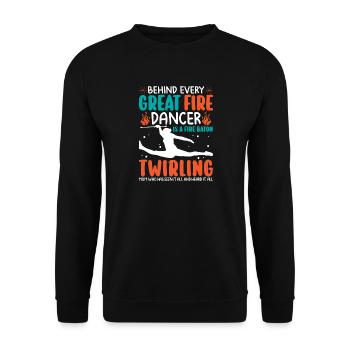 Dancing Vortex Dance School Fire Stick Dancer - Unisex Sweatshirt - black - Front - Alina (178cm) & Michal (187cm)