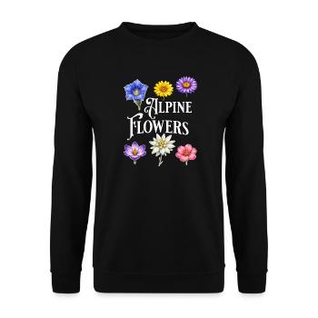Alpine Flowers – Alpenblumen Vintage Botanisches D - Unisex Pullover - Schwarz - Vorne - Alina (178cm) & Michal (187cm)