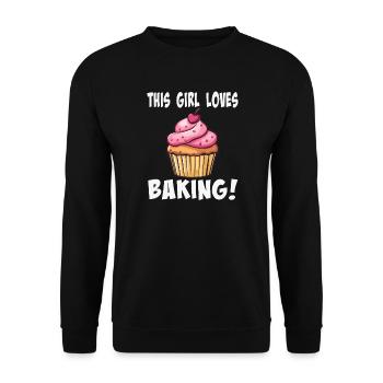 This girl loves baking cupcake - Unisex Sweatshirt - black - Front - Alina (178cm) & Michal (187cm)