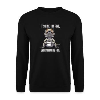 Its Fine Im Fine Coffee Bearded Dragon Humor - Unisex Sweatshirt - black - Front - Alina (178cm) & Michal (187cm)
