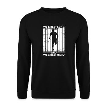 Marathon Runner We Like It Long & Hard Running - Unisex Sweatshirt - black - Front - Alina (178cm) & Michal (187cm)