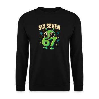 Six Seven 67 Italian Brainrot Alien Humor Funny - Unisex Sweatshirt - black - Front - Alina (178cm) & Michal (187cm)