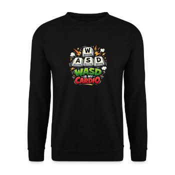 Funny Gaming Keyboard WASD My Cardio Gamer - Unisex Sweatshirt - black - Front - Alina (178cm) & Michal (187cm)
