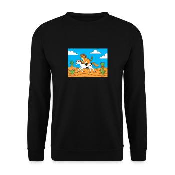 Cat cowboy in desert ride - Unisex Sweatshirt - black - Front - Alina (178cm) & Michal (187cm)