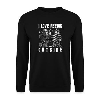 Camping Lagerfeuer Camper Outdoor Nature Berge - Unisex Pullover - Schwarz - Vorne - Alina (178cm) & Michal (187cm)