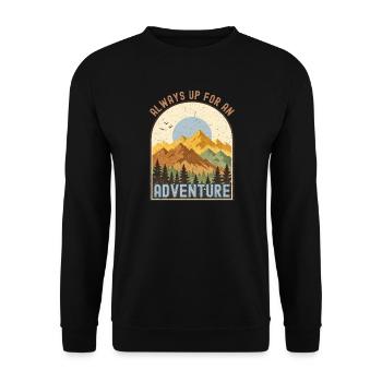 Camping Lagerfeuer Camper Outdoor Nature Berge - Unisex Pullover - Schwarz - Vorne - Alina (178cm) & Michal (187cm)