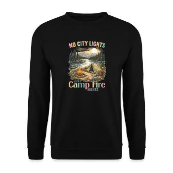 Camping Lagerfeuer Camper Outdoor Nature Berge - Unisex Pullover - Schwarz - Vorne - Alina (178cm) & Michal (187cm)