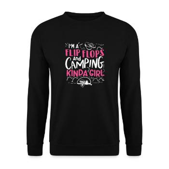 Flip Flops Camping Girl - Unisex Sweatshirt - black - Front - Alina (178cm) & Michal (187cm)
