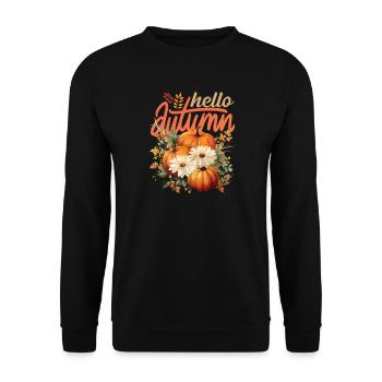 Hallo Herbst-Kürbisstrauß - Unisex Pullover - Schwarz - Vorne - Alina (178cm) & Michal (187cm)