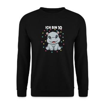 Ich bin 10 - Süßes Nilpferd zum 10. Geburtstag - Unisex Pullover - Schwarz - Vorne - Alina (178cm) & Michal (187cm)