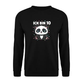 Ich bin 10 - Süßes Panda zum 10. Geburtstag - Unisex Pullover - Schwarz - Vorne - Alina (178cm) & Michal (187cm)