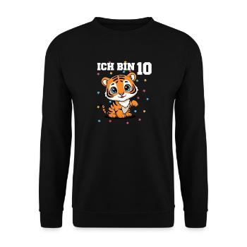 Ich bin 10 - Süßes Tiger zum 10. Geburtstag - Unisex Pullover - Schwarz - Vorne - Alina (178cm) & Michal (187cm)