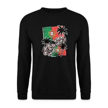Portugal Flagge Palmen - Unisex Pullover - Schwarz - Vorne - Alina (178cm) & Michal (187cm)