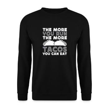 Marathonien Plus Tu Cours Plus Que Tacos Mange T - Sweat-shirt Unisexe - noir - Devant - Alina (178cm) & Michal (187cm)