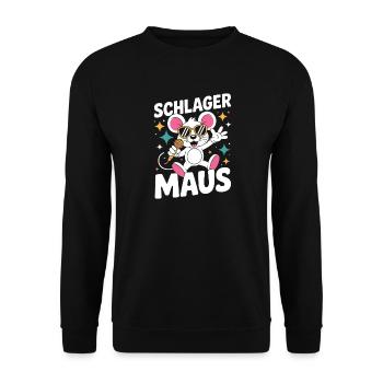 Schlager Maus Party Crew JGA Frauen Schlagermaus - Unisex Pullover - Schwarz - Vorne - Alina (178cm) & Michal (187cm)