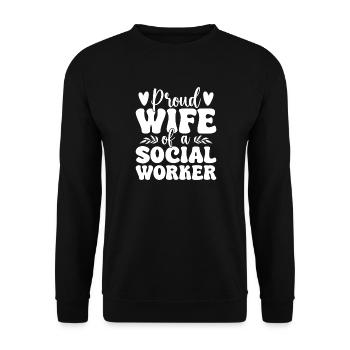 Citation d’un travailleur social : fière épouse d’un travailleur social - Sweat-shirt Unisexe - noir - Devant - Alina (178cm) & Michal (187cm)