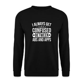Gym Junkies Confused ABS & Apps Calisthenics - Unisex Pullover - Schwarz - Vorne - Alina (178cm) & Michal (187cm)