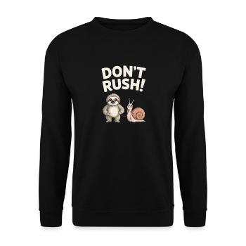 Sloth and Snail Don't rush - Unisex Sweatshirt - black - Front - Alina (178cm) & Michal (187cm)