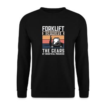 Staplerfahrer Englisch Spruch Stapler - Unisex Pullover - Schwarz - Vorne - Alina (178cm) & Michal (187cm)