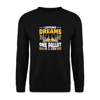 Staplerfahrer Englisch Spruch Stapler - Unisex Pullover - Schwarz - Vorne - Alina (178cm) & Michal (187cm)