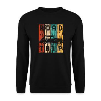 Road Trip Vintage Car Retro Stripes - Unisex Sweatshirt - black - Front - Alina (178cm) & Michal (187cm)