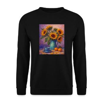 Graphismes de tournesols jaunes Fleurs de tournesol - Sweat-shirt Unisexe - noir - Devant - Alina (178cm) & Michal (187cm)
