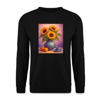 Graphismes de tournesols jaunes Fleurs de tournesol - Sweat-shirt Unisexe - noir - Devant - Alina (178cm) & Michal (187cm)